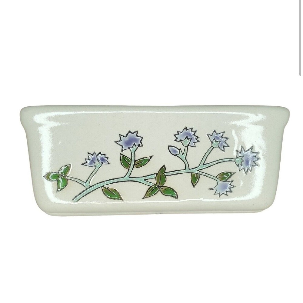 Nantucket Stoneware Mini Loaf Pan Violet Blue Floral Design